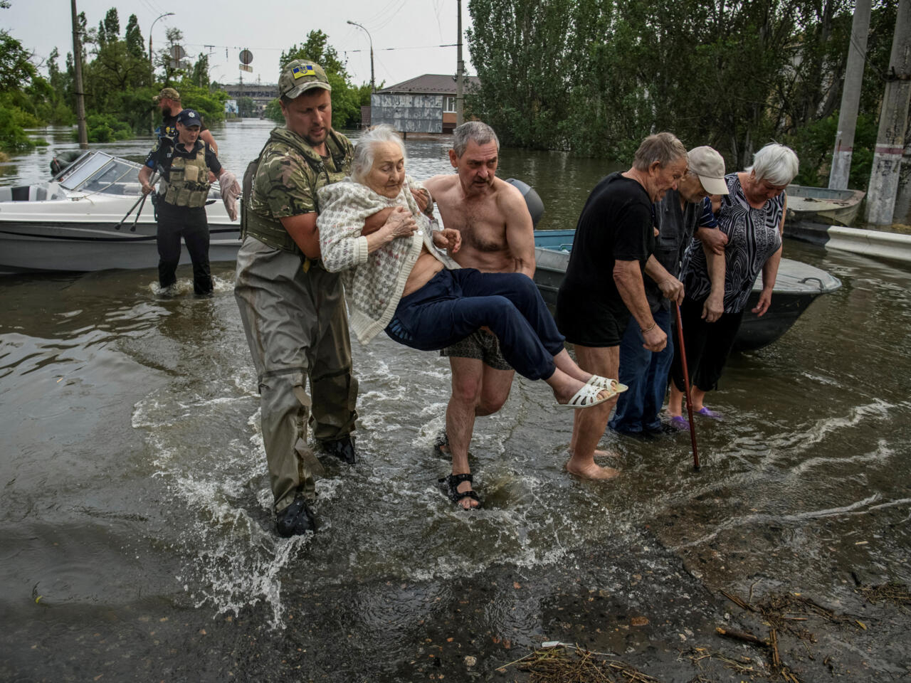 Rescuers Evacuating